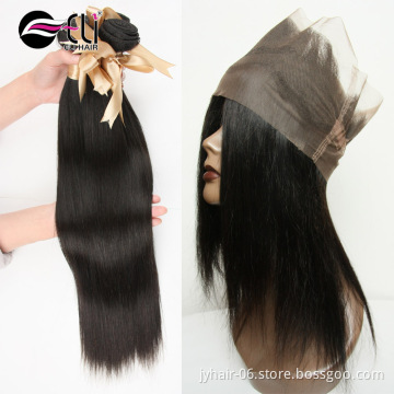Hot sales New Products 360 silky pre plucked lace frontal with bundles